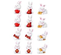SUPVOX 12Pcs Miniature Rabbit Statues Cartoon Bunny Figurines Adornments for Mini House Garden Easter Decorations Resin Small Bunny Ornaments Gift