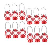 SUPVOX 12pcs Miniature Vintage Kerosene Lanterns for Doll House Decor Mini Hanging Oil Lamps in Red Small Retro Mini Home Decorations for Doll Accessories and Garden Display