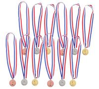 SUPVOX 12pcs Race Medals Gold Silver Bronze Winner Awards with Neck Ribbons for Sports Competitions Kindergarten Events and Parties Lightweight Safe and Durable Trophies
