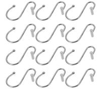 SUPVOX 12pcs S-Shape Metal Shower Curtain Hooks Sturdy Iron Cylinder Hangers for Bathroom and Home Use, Wear-Resistant and Not Easy to Bend Or Break