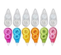 SUPVOX 12pcs School Correction Tape Set for Students - 12m Large Capacity Adhesive Tape Eraser with 6 Plain White and 6 Rainbow Colors - Portable Stationery for Study and Office Use