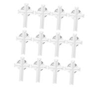 SUPVOX 12pcs Silver Narrow Cross Brooch Pins Metal Lapel Pins for Jacket Scarf Hat DIY Accessories Christian Prayer Themed Suit Women