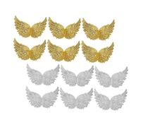 SUPVOX 12pcs Small Plastic Angel Wings Ornaments 8cm DIY Craft Decorations for Cake Toppers Party Favor Wing Theme Supplies in Gold and Silver