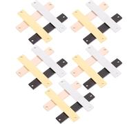 SUPVOX 12pcs Stainless Steel Rectangular Double-Hole Stamping Blanks Metal Dog Tags for DIY Crafting, Small Pet Name Tag Pendants in Steel, Gold, Rose Gold, and Black Colors