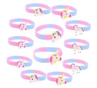 SUPVOX 12pcs Unicorn Party Bracelets PVC Cartoon Wristbands for Birthday Party Favors Flexible Comfortable Animal Theme Wristbands