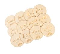 SUPVOX 12pcs Wood Chip Photo Props Natural Milestone Cards for Boy Monthly Growth Recording Cards