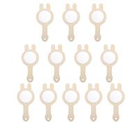 SUPVOX 12pcs Wooden DIY Hand Mirrors Craft Accessories Lightweight Mini Decorative Mirrors for Painting and Coloring, Rabbit Design, Suitable for Arts and Crafts Projects