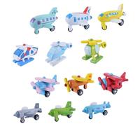 SUPVOX 12PCS Wooden Mini Plane for Colorful Educational Airplane Models Safe Non Toxic Material Birthday Gift and Home Decoration Stimulates Curiosity and Color Recognition