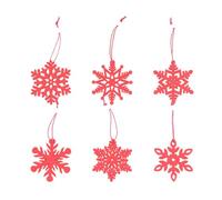 SUPVOX 12pcs Wooden Snowflake Pendants Christmas Hanging Decoration Red Delicate Charming Ornaments for Window Or Dancing Party Winter Holiday