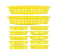 SUPVOX 12pcs Yellow Fast Food Fry Basket Set, Oval Reusable Sandwich Fruit Serving Baskets for Restaurant, Picnic, Kitchen Dining Use