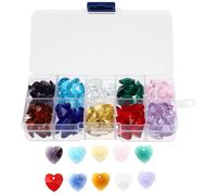 SUPVOX 14mm Heart Shaped Crystal Charms Beads for Pendant Making, Glass Spacer Beads DIY Jewelry Accessories, 10 Colors Set with 10 Pieces Each, Craft Supplies for Handmade Necklaces