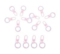 SUPVOX 14pcs Light Pink Donut Shape Spring Keychain Clips with U-Shaped Swivel Hooks, Small Purse Hardware Clips for Dog Collar, Charm Connector Rings, DIY Jewelry Making