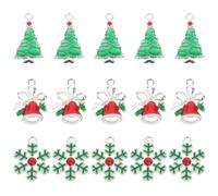 Christmas Charms DIY Pendants Alloy Crafting Accessories for Necklace Bracelet Ankle Making Favor 15pcs (Christmas Tree Snowflake and Bow Bell for Each 5pcs)