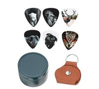 SUPVOX 15pcs Medium Celluloid Guitar Picks Set with Creative Animal Patterns, Including Metal Case and Pick Holder - Professional Guitar Plectrums for Acoustic, Electric, and Ukulele Playing