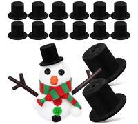 SUPVOX 15Pcs Mini Top Hats - Black Felt Formal Doll Hats for Snowman Crafts, DIY Projects Christmas Halloween Dolls,Party 2.4cm