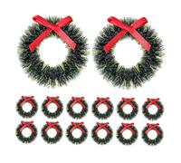 SUPVOX 15pcs Scale Miniature Christmas Dollhouse Wreaths Tiny Hanging Garland Ornaments for Doors Windows Walls Reusable Mini Decor for Dollhouse Accessories and Festive Scenes