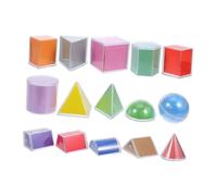 SUPVOX 15pcs Translucent Geometry Shapes Math Manipulatives for Classroom Teaching Geometric Solids with Unfoldable Cards for Sensory Light Table Play