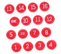 SUPVOX 16 Pcs Billiard Number Dice for Pool Table Games Multi Sided Tally Balls for Score Keeping and Match Recording Red Pool Accessories for Billiard Hall Entertainment