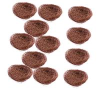 SUPVOX 16pcs Artificial Bird Nest Decoration Set, Woven Coffee-colored Small Bird Nests 12cm for Garden Landscape, Craft Accessories and Photography Props