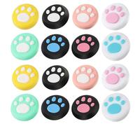 SUPVOX 16pcs Paw Pattern Joystick Thumb Grip Caps Non-slip Soft Silicone Protective Covers with Enhanced Comfort and Wear Resistance Cute Analog Stick Protectors in Mixed