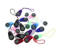 SUPVOX 18pcs Mini Outdoor Travel Compass with Strap Fluorescent Green Visibility for Nighttime Hiking Portable Pocket Navigation Tool for Survival Orienteering Classroom and Party Favor