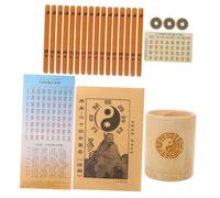 SUPVOX 1set Bamboo Divination Game Sticks Book Kit Traditional Chinese Telling Props for Feng Shui and Practice Compact and Vintage Design for Home Decor