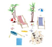 SUPVOX 1set Creative Resin Beach Ornament for Doll House Miniature Accessories Sun Umbrellas Chairs Tables and Ocean Elements for Decor