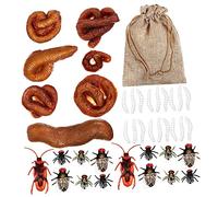 SUPVOX 1set Realistic Fake Poop Set Flies and Cockroaches Prank Kit for April Fool Day Fun Includes Fake Poo Maggots Roaches and Flies