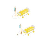 SUPVOX 2 Hospital Bed Set with Bottle Medical Play Set for Realistic Doctor Role Play Safe and Sturdy Childrens Kit Random Color