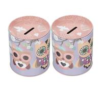 SUPVOX 2 pack Owl Piggy Bank Tinplate Coin Bank Reusable Money Box for Coins and Small Bills Cute Owl Pattern Savings for Kids Birthday Present Kindergarten Use