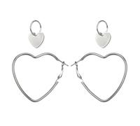 SUPVOX 2 Pair Silver Heart Earrings for Women, Fashion Punk Bohemia Vintage Alloy Drop Earrings, for Special Soiree and Prom, Simple and Trendy Design