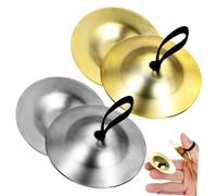 SUPVOX 2 Pairs of 5.5cm Brass Finger Cymbals for Boys and Girls Silver Gold Mini Percussion Instruments for Children’s Music Play and Dance Parties