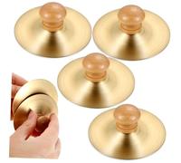 SUPVOX 2 Pairs of Golden Copper and Timber Finger Cymbals for Children, Small Percussion Instruments with Steady Rhythm and Crisp Sound, for Music Practice and Dance Performance