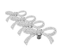 SUPVOX 2 Pairs Rhinestone Bow Shoe Clips Butterfly Shoe Charm Silver Zinc Alloy Decorative Sparkling Accessories Wedding Event