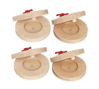 SUPVOX 2 Pairs Wooden Castanet Clapper Percussion Instruments for Early Education Music with Colorful Cartoon Design Hand Eye Coordination Enhancer Finger Castanets