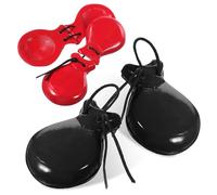 SUPVOX 2 Pairs Wooden Finger Castanets for Spanish Percussion Instruments with Loud Crisp Sound Sturdy Educational Musical for Early Learning and Classroom Use Black and Red