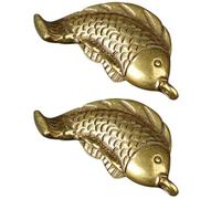 SUPVOX 2 Pcs Brass Carp Charms Keychain Pendants, Metal Koi Fish Hanging Beads for DIY Jewelry Making, Lucky Carp Bag Decorations Suitable for Crafts