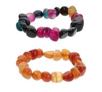 SUPVOX 2 Pcs Colorful Irregular Agate Gemstone Beaded Bracelets Elastic Stretch Jewelry for Women and Men Yoga Meditation Wristbands