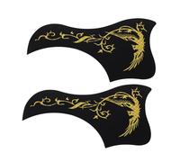 SUPVOX 2 Pcs Golden Self-adhesive Pickguard Stickers for 40 and 41-inch Acoustic Guitars, Portable Plastic Guitar Protector Decals Anti-scratching Function for Sturdy Instrument