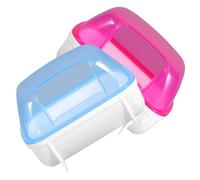 SUPVOX 2 Pcs Small Pet Chinchilla Hamster Sand Bath House with Detachable Half Transparent Container Portable Stress Relief Bathroom for Hamsters and Small Rodents Blue Red