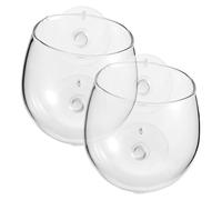 SUPVOX 2 Pcs Transparent Borosilicate Glass Plant Pots with Strong Suction Cups for Aquarium Decoration Aquatic Plant Holders with Air for Fish Tank Growth and Hiding Spaces