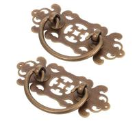 SUPVOX 2 Pcs Vintage Brass Drawer Pulls Hollow Pattern Retro Wardrobe Handles Multipurpose Cabinet Knobs for Furniture Desk and Garden Gate Hardware