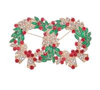 SUPVOX 2 Pieces Christmas Wreath Brooch Set with Bells, Alloy Xmas Breastpins for Women’s Suit Decoration, Delicate Holiday Pins for Festive Outfit Accessories