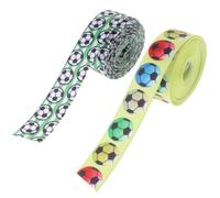 SUPVOX 2 Rolls 22mm Wide Soccer Football Grosgrain Ribbon for Crafts and Party Decorations, 4.5 Meters Each Roll, Satin Ribbon Wrap for Packaging and DIY Bows
