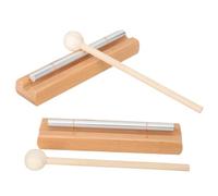 SUPVOX 2 Set Meditation Hand Bells with Wood Mallets Resonant Chime Percussion Instruments for Mindfulness Yoga Classroom Focus and Music Exploration and Safe Musical Tools