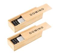 SUPVOX 2 Sets Black Wooden Domino Educational Building Blocks with Storage Box Safe Premium Wood Material Team Spirit and Creative Thinking Development Table Game for Family