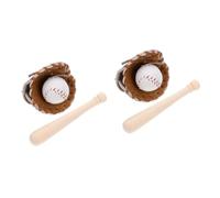 SUPVOX 2 Sets Mini House Baseball Set Miniature Bat Glove Ball Kit for Dollhouse Decor Compact Collectible Sports Props Creative Pretend Play Accessory