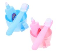 SUPVOX 2 Sets Miniature Bathroom Accessories for Dolls Including Mini Toothbrush and Toothpaste Interactive Doll Toothbrush for Role Playing and Educational