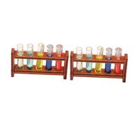 SUPVOX 2 Sets Miniature Doll House Accessories Test Tubes with Mini Storage Rack Tiny House Decoration for Mini Laboratory Scenes Lightweight and Compact Ornament