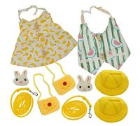 SUPVOX 2 Sets Pet Bunny Clothes Set with Leash and Hanging Bag Breathable Wear Resistant Rabbit Harness Costume for Small Pets Cute Outfit for Rabbits Cats and Furry Friends Suitable for